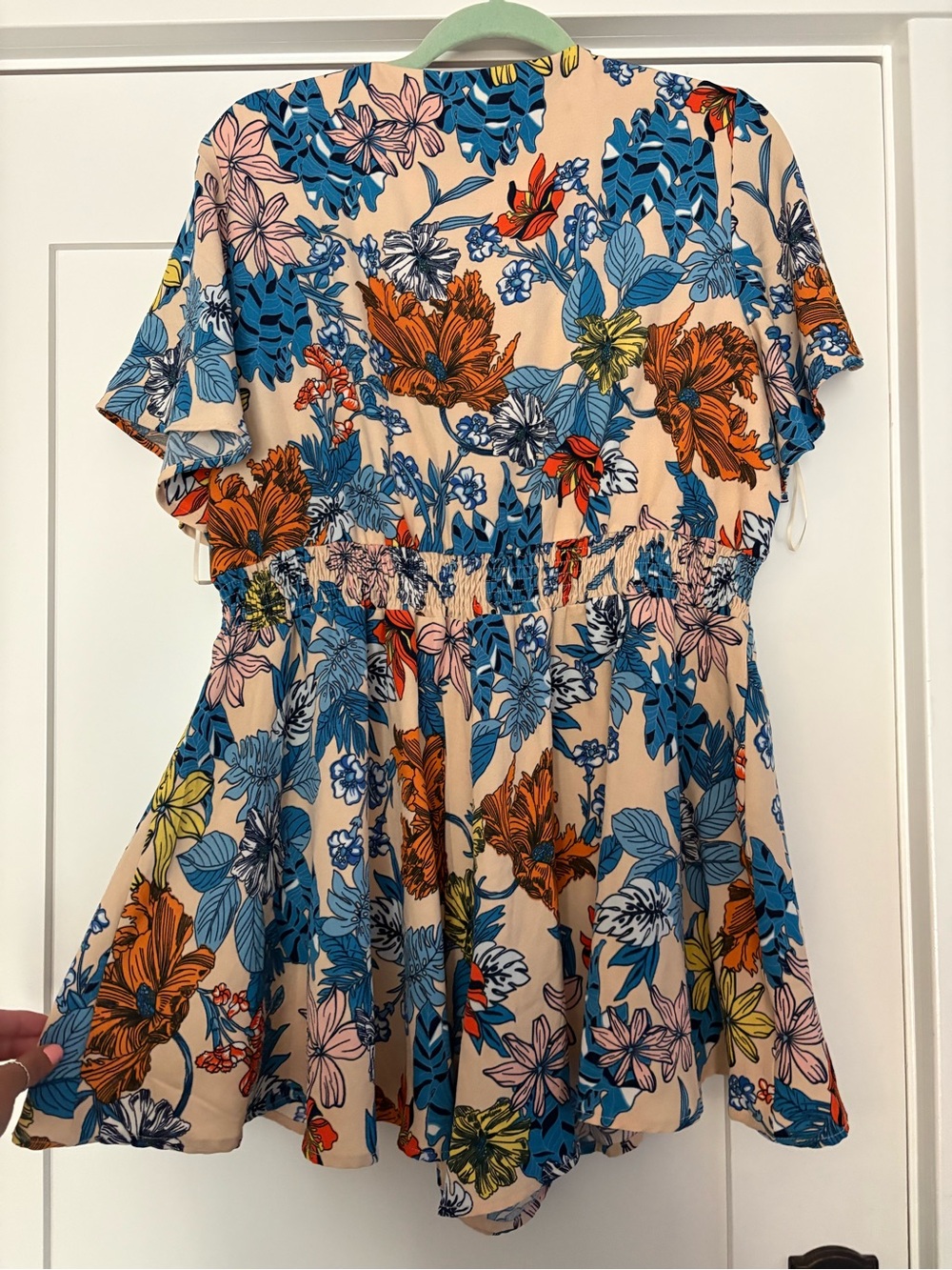 Floral, tie front romper - Picture 3 of 3